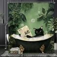 thumbnail image 6 of Funny Cat Bathroom Shower Curtain 66x72inch Animal Hilarious Vintage Tropical Plant Leaves Polyester Fabric 12 Plastic Hooks Waterproof Decor, 6 of 6