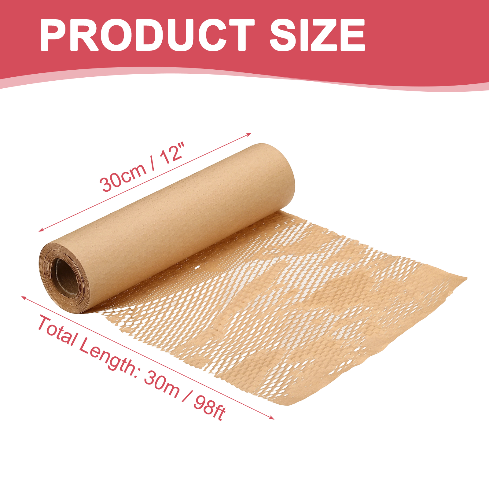 Uxcell Honeycombs Packing Paper Wrap, 12 Inch x 98 ft Wood Pulp Kraft Paper Bubble Pack Wrap Roll for Packing Shipping Moving, Cowhide