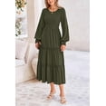 thumbnail image 6 of PRETTYGARDEN Women's Smocked Maxi Dress Spring Casual Long Sleeve Swiss Dot Ruffle Long Flowy Going Out Dresses with Pockets, 6 of 6
