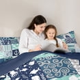 thumbnail image 4 of Feelyou Kawaii Whale Starfish Bedding Comforter Set 7 Pieces for Kids, Cartoon Nautical Anchor Full Bedding Set, Green Plaid Buffalo Reversible Fitted Sheet Flat Sheet, Luxury Bedroom Decor, 4 of 8