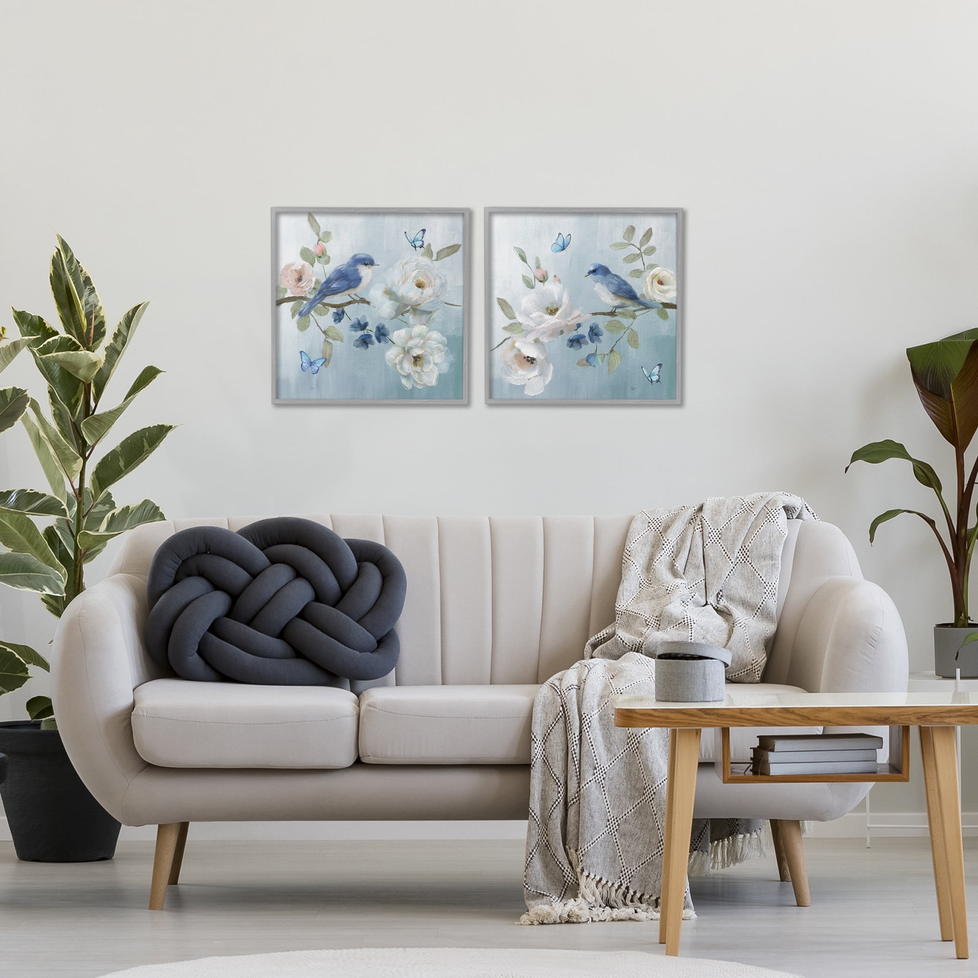 Stupell Industries Nature's Tranquility Florals 2 Piece Gray Framed Giclee Art Set, design by Nan