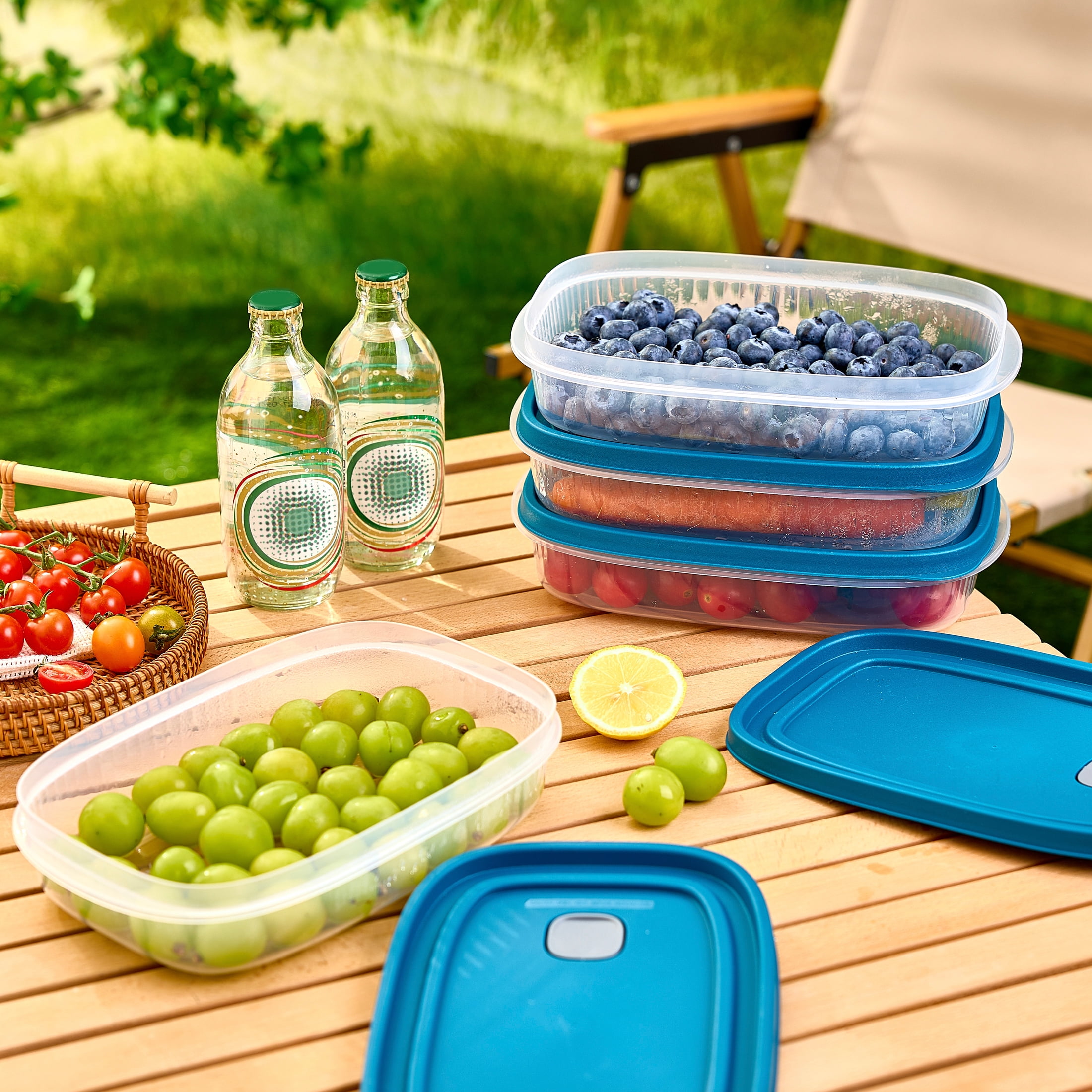 (2 pack) Mainstays Reusable Food Storage Container, Medium Rectangle, Plastic, 4-Pack, 4 Containers with Lids, 5.2 Cups, Ideal for Meal Planning