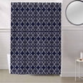 thumbnail image 5 of Fabric Shower Curtain, Modern Abstract Geometric Dark Blue Vintage Geometric Pattern Shower Curtains with 12 Hooks Waterproof Machine Washable Bath Curtains for Bathroom,48x 72in, 5 of 6