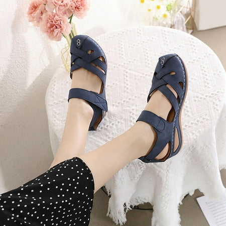

Midewhik Celebration Activ New Baotou Shoes Non Slip Large Size Sandals Wedges Women S Shoes Car Suture Wear Shoes