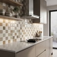 thumbnail image 3 of DEWOO 10 Sheet Thicker Peel and Stick Backsplash, Self-Adhesive Wall Tiles for Kitchen Bathroom, Vinyl Material, Easy to Install, 12"x12", Light Brown, 3 of 12