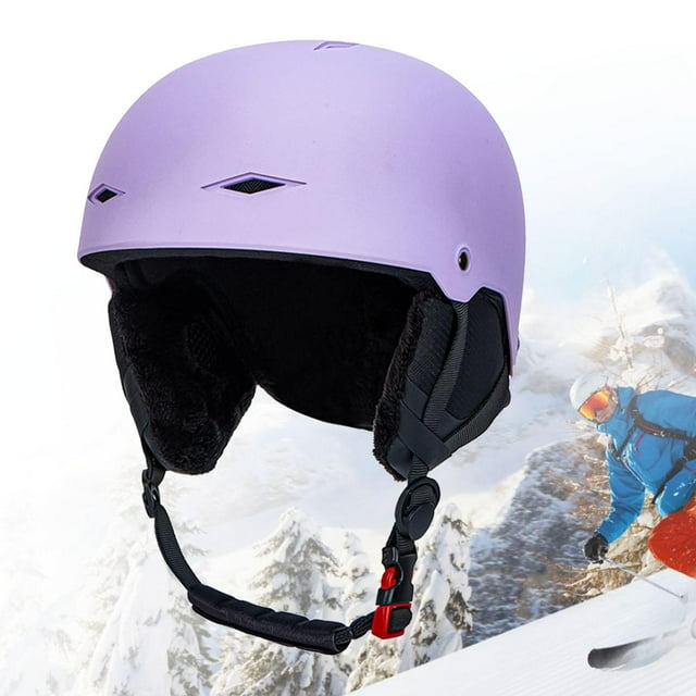 Casco de esquí Casco de nieve portátil para deportes de invierno de montaña y carretera Ciclismo de carretera púrpura