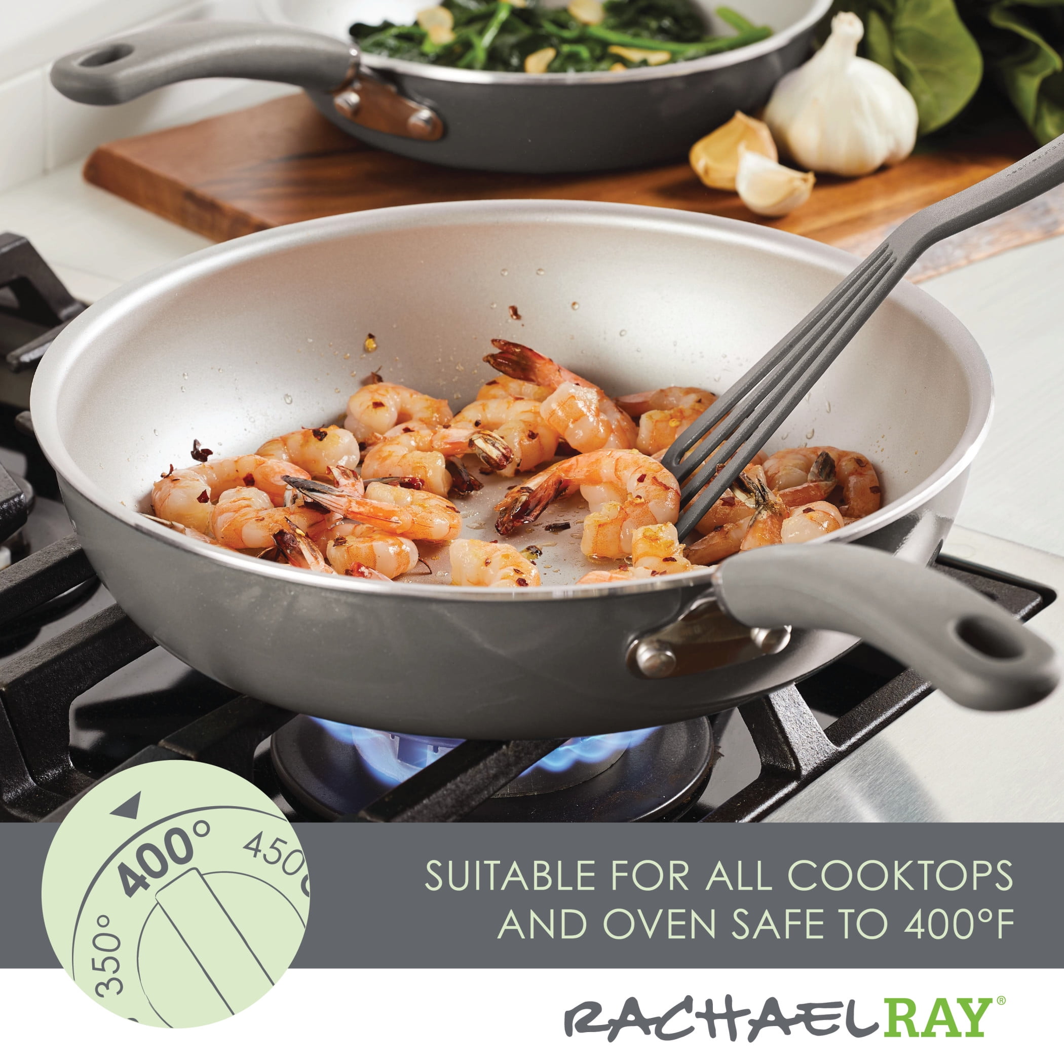 Rachael Ray Create Delicious 13pc Aluminum Nonstick Cookware Set Gray :  Target