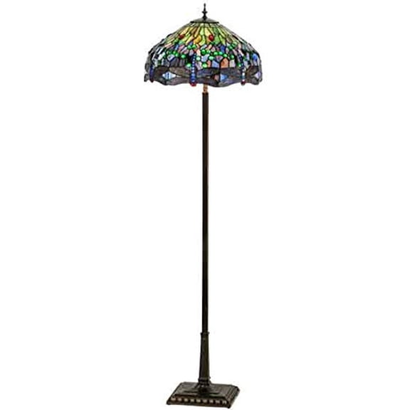 151154 Meyda 67"H Tiffany Hanginghead Dragonfly Floor Lamp