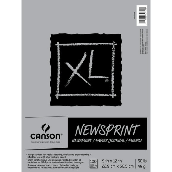 Canson Xl Rough Newsprint Paper Pad 9"X12"-100 Sheets
