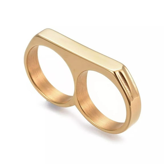 Mens 304 Stainless Steel Double Band Ring Black Gold Silver Size 7-12 Z722