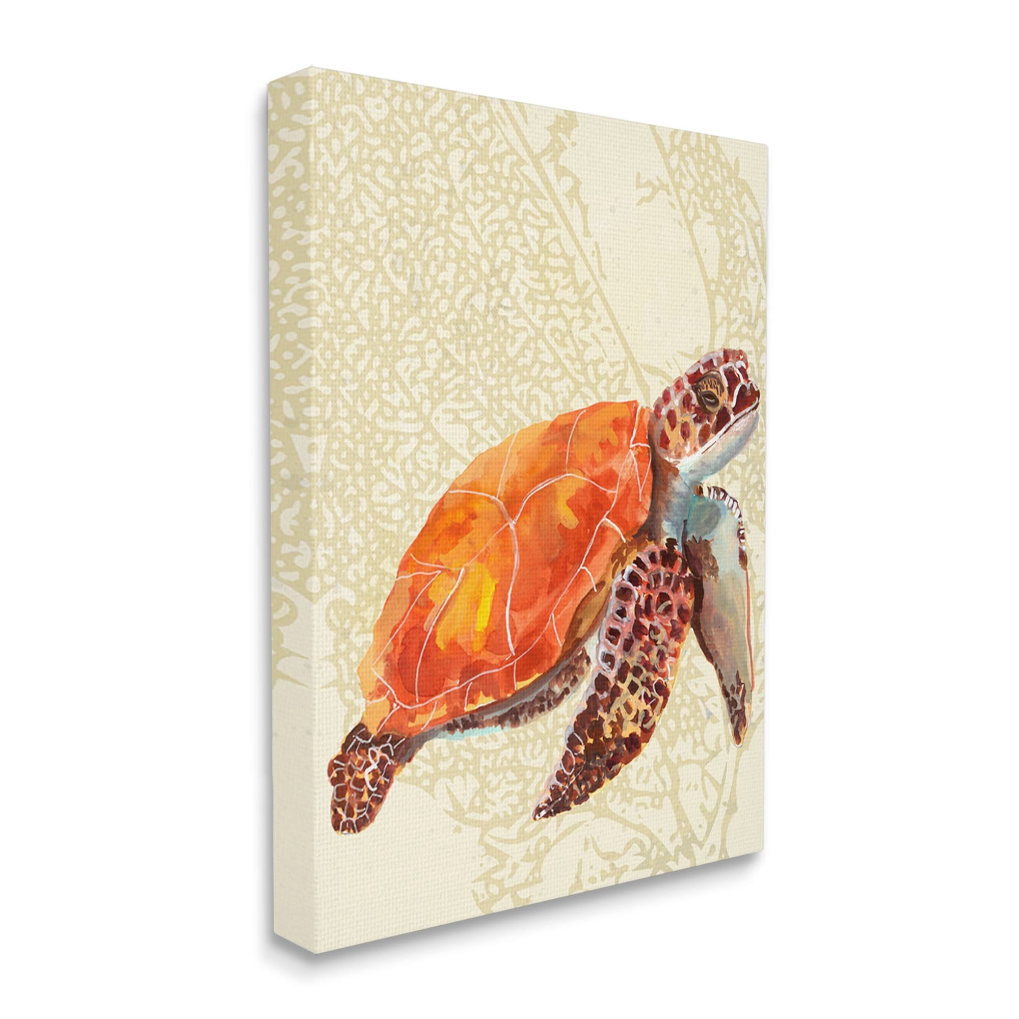 Stupell Industries Orange Sea Turtle Shell Abstract Botanical Collage Canvas Wall Art, 24 x 30, Design by Jadei Graphics