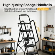 PhiloDeco 5 Step Ladder with Handrails and Tool Tray, 450lbs Sturdy Step Stool Ladder with Anti-Slip Pedal, Safety Ladder for Adults, Portable Folding Ladders for Home, Kitchen, Office