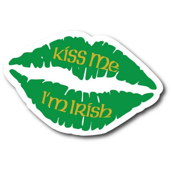 Magnet Me Up Kiss Me I'm Irish St. Patrick's Day Green Lips Magnet Decal, 6 In, Vinyl Automotive Magnet