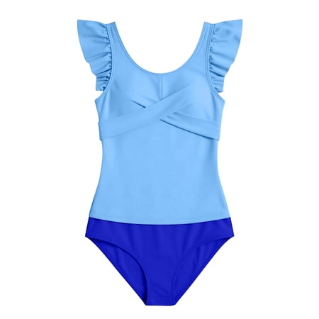 Huachaog 2 Piece Swimsuits for Girls Bathing Ruffles Tankini High Waisted Swim Clothes 13-14 Y
