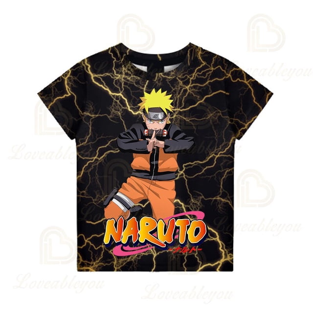 Uzumaki Naruto Adult Children's Clothing Sasuke 3D Digital Printing Loose Large Size Short-sleeved T-shirt Kids Summer Tee TopsKids 160(11-12T) Gao Jinjia LED