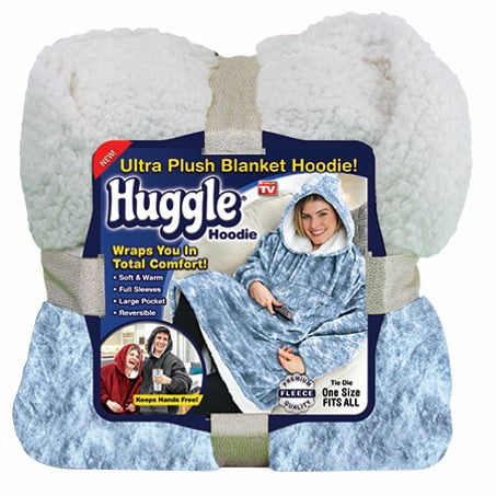 Huggle Hoodie, Fleece & Sherpa Wearable Blanket Hoodie, Blue Tie Dye ...