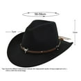 thumbnail image 3 of Cowboy Hats for Men Women, Cowgirl Hat Wide Brim Felt Hats with Bull Head, Western Retro Vintage Jazz Hat Cowboy Hats for Lover, 3 of 6