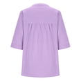 thumbnail image 4 of Women's Button Up V Neck Loose Fit Shirt Blouse Top Casual Longline Tunic Solid Color Business Casual Summer Fashion | CSEONE,Purple L, 4 of 6