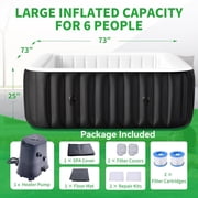 Outdoor Inflatable Hot Tub for 4-6 Person Square - 73 inch Portable Hottub Spa with Control Panel, Blow Up Spa Bathtub with 130 Soothing Bubble Air Jets, Cover, 2 Filter, 240 Gallon