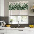 thumbnail image 5 of Palm Leaves Tropical Valances for Windows, Decorative Rod Pocket Window Valance Curtains, Green Botanical Summer Linen Short Curtain Drapes for Kitchen/Bathroom/Living Room, 2 Panels, 42" W x 12" L, 5 of 8