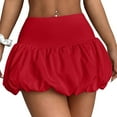 thumbnail image 2 of WTOBBY Women's Summer Bubble Skirt High Waist A-Line Fashion Design with Built-in Shorts, Breathable Casual Short Skirt for Beach Vacation and Daily Outdoor Activities,Red XL, 2 of 5