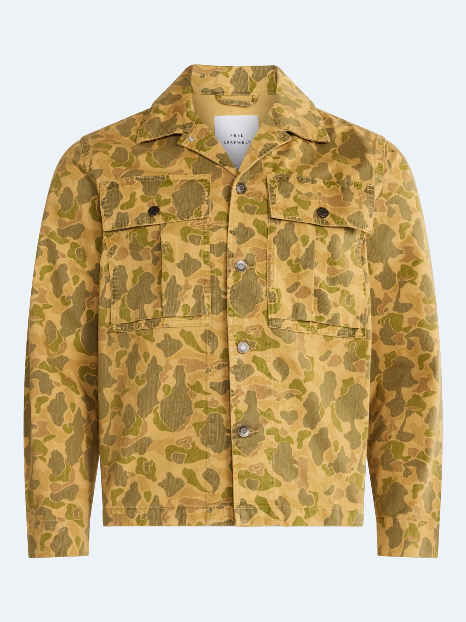 Free Assembly Men's Cotton Camo Utility Jacket, Sizes XS-3XL