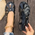 thumbnail image 5 of Viluyesy Womens Flat Sandals, Lightweight Comfort Elastic Strap Closed Toe Summer Casual Fashion Shoes Black US6.5, 5 of 9