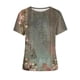 thumbnail image 4 of ICHUANYI ClearanceWomen Fashion Summer Sexy Fold Printed Regular Women Short Sleeves Round Neck Button Top(Army Green, L) ICHUANYI WER20232080502541, 4 of 5