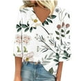 thumbnail image 2 of ALLLIST Womens Spring Tops 3/4 Sleeve Blue Floral V-Neck Printed Loose Casual T-Shirts Womens Blouses Dressy Casual, 2 of 5