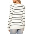thumbnail image 3 of Suéter Casual INSPIRE CHIC para Mujer, de Rayas, Cuello Redondo, Diseño Hueco, Tendencia Otoño Invierno, Suéteres S Blanco, 3 of 5