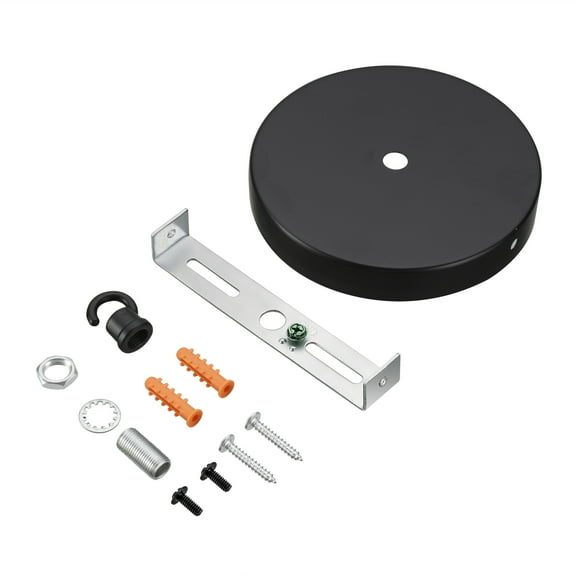 Aspen Creative 21510-11 Contemporary Chandelier Fixture Canopy Kit, 4-3/4" Diameter with Hook, 7/16" Center Hole, Matte Black, 1 Sets/Pack