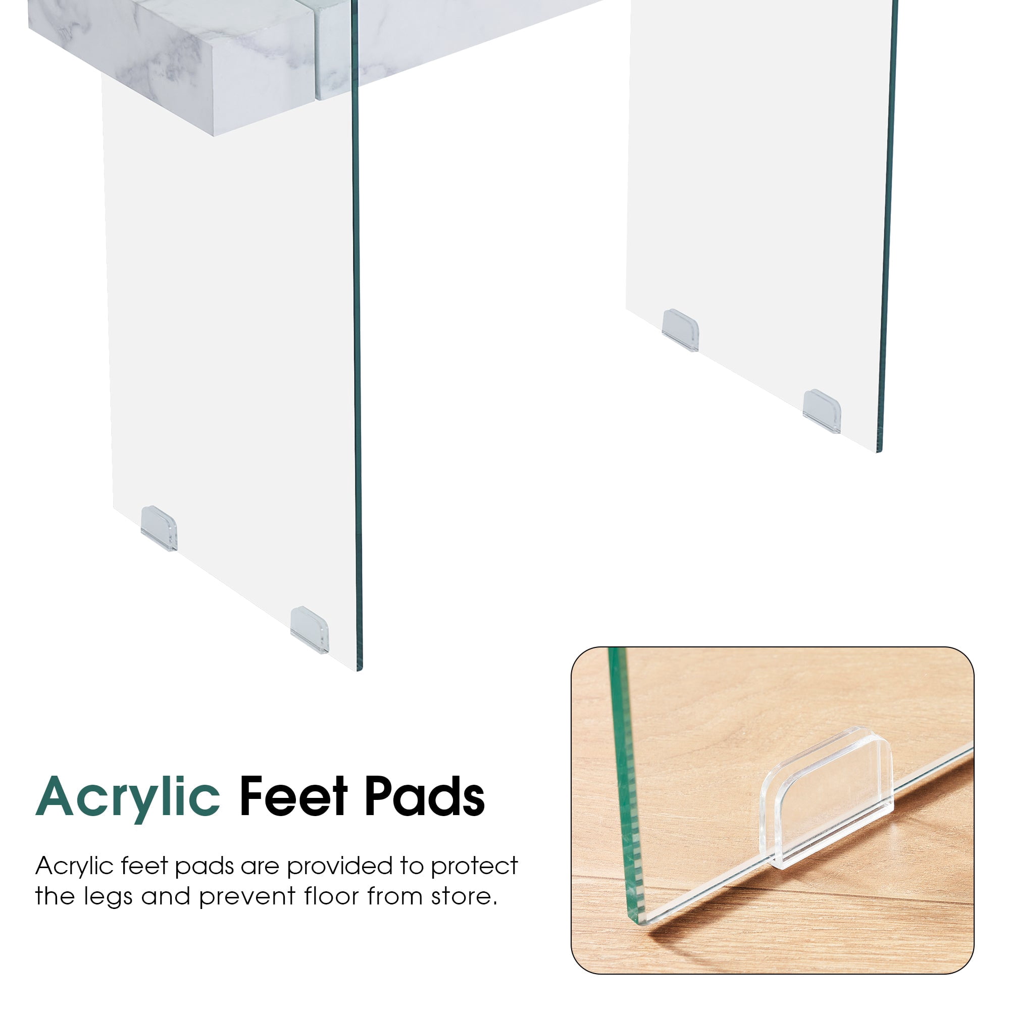 ivinta Narrow Glass Console Table with Storage Modern Sofa Table Entryway Table Glass Writing Desk Small Computer Desk TV Table Buffet Table Modern Accent Table for Small Space