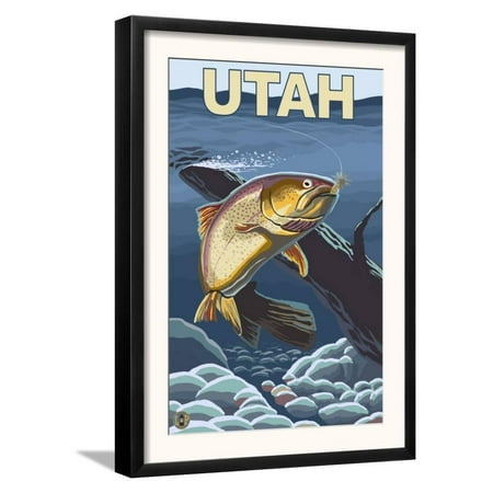 Cutthroat Trout Fishing - Utah Framed Art Print Wall Art  By Lantern Press -