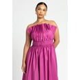 thumbnail image 3 of ELOQUII Women's Plus Size Pleated Ruffle Neckline Midi Dress, 3 of 4