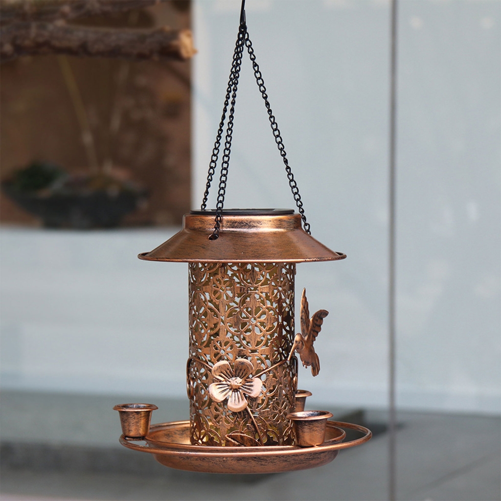 BQBQERT Solar Bird Feeders Outdoors Hangings Squirrels Hummingbirds Feeders Hummingbirds Water Bottle Iron Bird Feeders