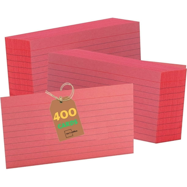 1InTheOffice Index Cards Ru, Red Index Cards 3X5, 100 Pieces, 4 Pack