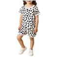 thumbnail image 2 of VOONCAS Girls Polka Dot Shorts Set 2 Piece Outfit Ribbed Short Sleeve Top and Elastic Waist Shorts Play Clothes for Kids Kids,Size 1-2 T, 2 of 8