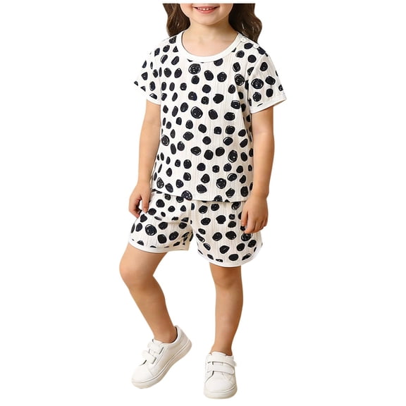 NAISIBABY Girls Outfit Sets, Comfy Soft Short Sleeve T-Shirt and Shorts 2-Piece Kids Summer Casual Clothes Sets Black 6T