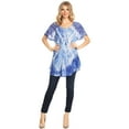 thumbnail image 5 of Sakkas Donna Women's Casual Lace Short Sleeve Tie Dye Corset Loose Top Blouse - Royal Blue - One Size, 5 of 5