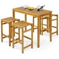 thumbnail image 2 of Costway 5 PCS Acacia Wood Bar Table Set 45" Rectangular Dining Table & 4 Saddle Stools, 2 of 10