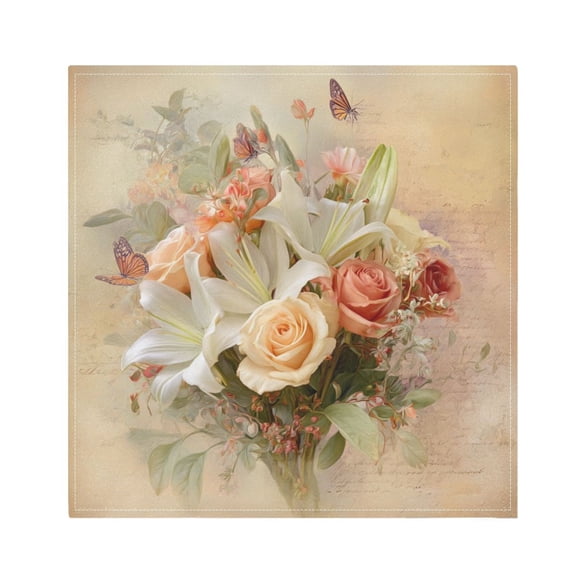 1 Pack 20'' x20" Satin Table Napkins Dinner Napkins for wedding Party Decoration events Beautiful Floral Bouquet