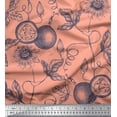 thumbnail image 1 of Soimoi Silk Fabric Leaves,Floral & Passion Fruits Printed Craft Fabric by the Yard 42 Inch Wide, 1 of 1