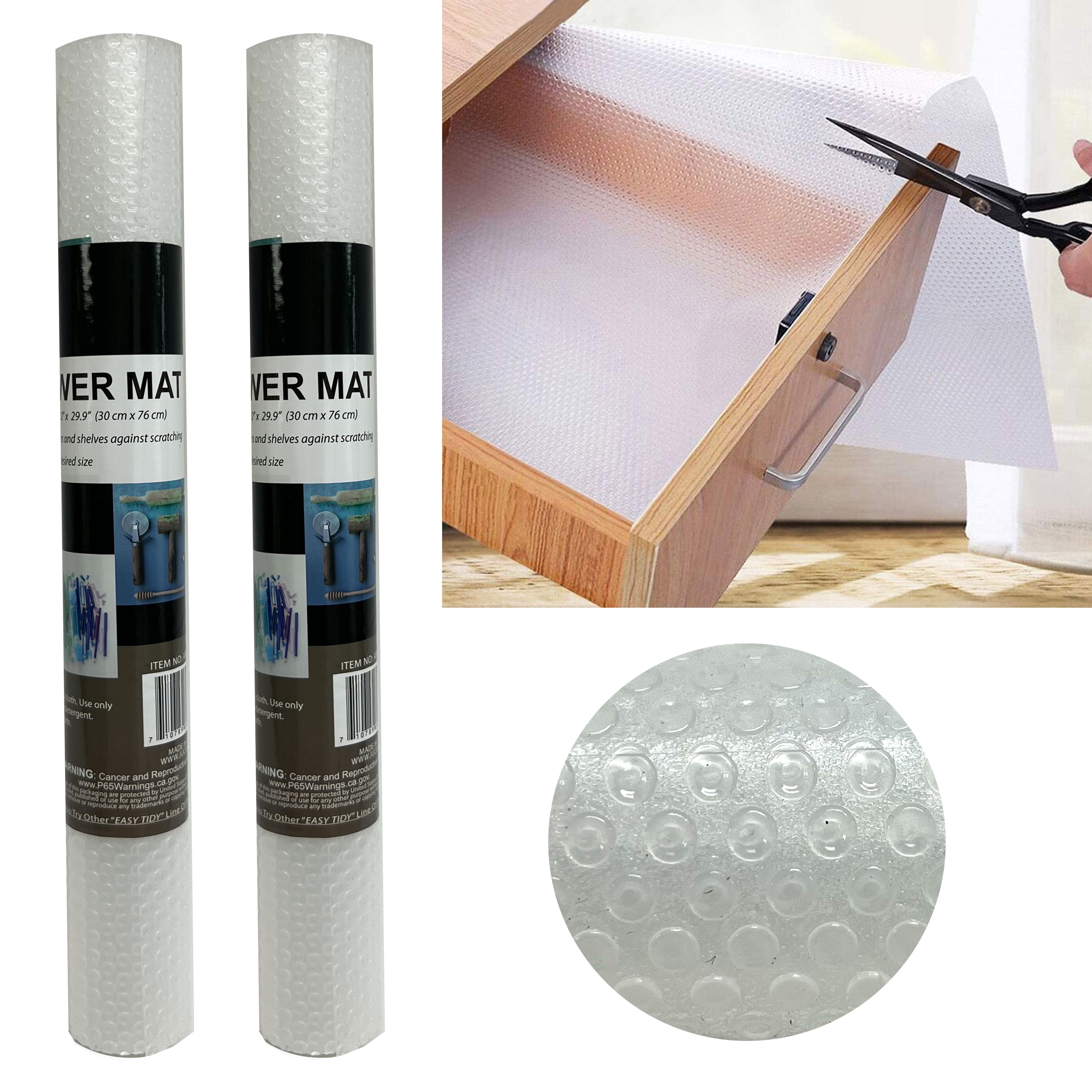 2 Rolls Waterproof Clear Shelf Drawer Liner Non Slip Grip Mat 12"X30"