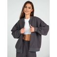 thumbnail image 6 of Women'S 2 Piece Outfits Oversized Casual Zip Up Long Sleeve Sweatshirt with Wide Leg Sweatpants Grey XXL, 6 of 10