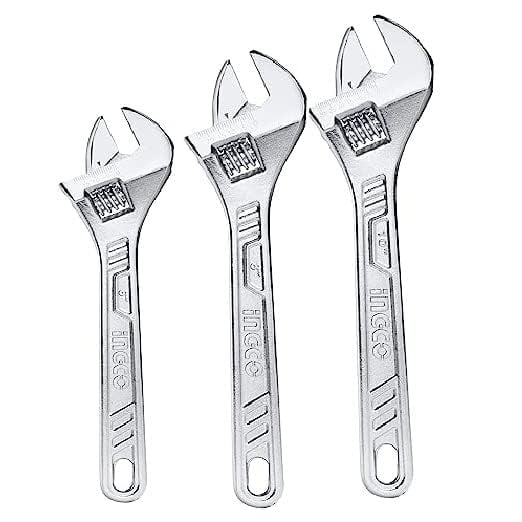 Carbon Steel Adjustable Wrench Set | Set Of 3 - Heavy Duty Tools For Mechanics & Diy Enthusiasts | Includes 6-Inch, 8-Inch & 10-Inch Sizes, Rust-Resistant, Hand Tool Kit | Professional