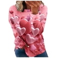 thumbnail image 1 of Qertyioot Chemise Cœur d'Amour Saint-Valentin Grande Taille Pull, Manches Longues Graphiques pour Femmes Col Rond Oversize, 1 of 5