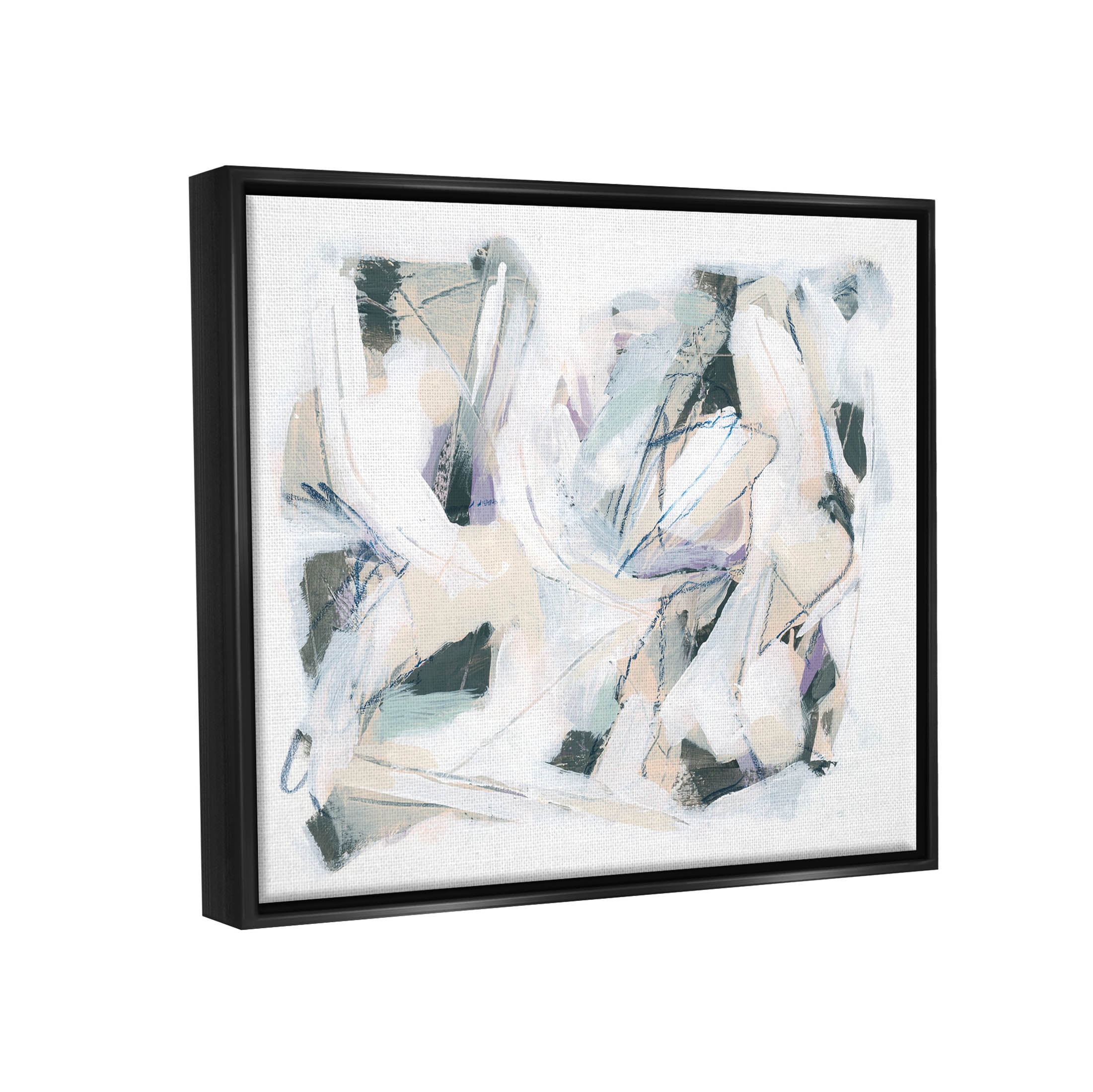 Stupell Industries Busy Abstract Streaks Arrangement Painting Jet Black Floating Framed Canvas Print Wall Art, Design by June Erica Vess