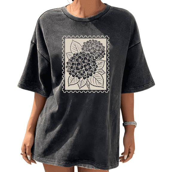 Cozymy Women's Beige Botanical Line Art Shirt - Quiet Luxury Everyday Summer Tee