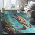 thumbnail image 5 of Area Rugs Indoor Non-Slip Rectangle Rug 2x3 Ft Sea Turtle Nautical Turquoise Ocean Underwear Coral Retro Rug Rubber Backing Floor Mats Non Shedding Home Decor Carpet for Entryway Living Room, 5 of 8