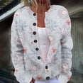 thumbnail image 2 of Women's Cardigans Xmas Snowflake Printed Crew Neck Button Down Cozy Long Sleeve Jacket Warm 2025 Fall Winter Trendy Loose Casual Work Sweaters for Women YA Multicolour XXXL, 2 of 5